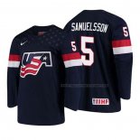 Maillot Hockey USA Adam Samuelsson 2018 Iihf World Championship Joueur Bleu