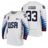 Maillot Hockey USA David Leggio 2018 Olympic Blanc