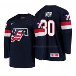Maillot Hockey USA Jonathan Mor 2018 Iihf World Championship Joueur Bleu