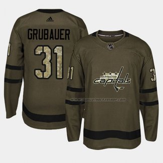 Maillot Hockey Washington Capitals Philipp Grubauer 2018 Salute To Service Vert Militar