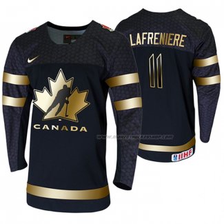 Maillot Hockey Canada Alexis Lafreniere 2020 Iihf World Junior Championship Golden Edition Limited Noir