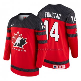 Maillot Hockey Canada Cole Fonstad 2018 Iihf World Championship Joueur Rouge