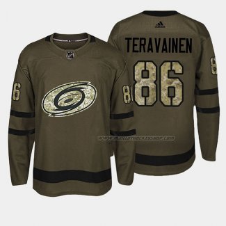Maillot Hockey Carolina Hurricanes Teuvo Teravainen 2018 Salute To Service Vert Militar