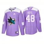 Maillot Hockey San Jose Sharks Tomas Hertl Authentique 2018 Fights Cancer Volet