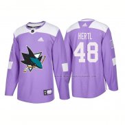 Maillot Hockey San Jose Sharks Tomas Hertl Authentique 2018 Fights Cancer Volet