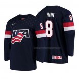 Maillot Hockey USA Gavin Hain 2018 Iihf World Championship Joueur Bleu