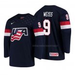 Maillot Hockey USA Tyler Weiss 2018 Iihf World Championship Joueur Bleu