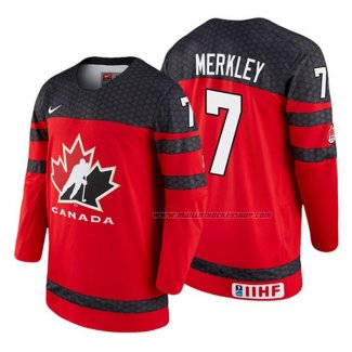 Maillot Hockey Canada Ryan Merkley 2018 Iihf World Championship Joueur Rouge