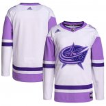 Maillot Hockey Columbus Blue Jackets Fights Cancer Authentique Blank Practice Blanc Volet