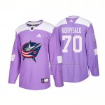 Maillot Hockey Columbus Blue Jackets Joonas Korpisalo Authentique 2018 Fights Cancer Volet