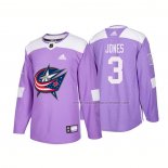 Maillot Hockey Columbus Blue Jackets Seth Jones Authentique 2018 Fights Cancer Volet