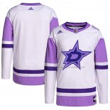 Maillot Hockey Dallas Stars Blank Practice Authentique 2018 Fights Cancer Blanc Volet