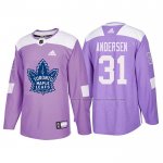 Maillot Hockey Toronto Maple Leafs Frederik Andersen 2018 Fights Cancer Volet