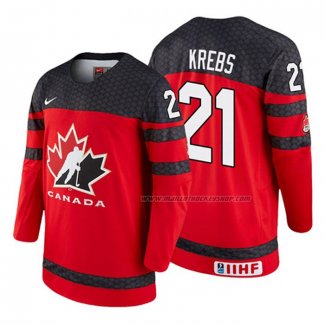 Maillot Hockey Canada Peyton Krebs 2018 Iihf World Championship Joueur Rouge