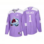 Maillot Hockey Colorado Avalanche Semyon Varlamov Authentique 2018 Fights Cancer Volet