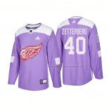 Maillot Hockey Detroit Red Wings Henrik Zetterberg Authentique 2018 Fights Cancer Volet
