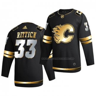 Maillot Hockey Golden Edition Calgary Flames David Rittich Limited Authentique 2020-21 Noir
