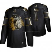 Maillot Hockey Golden Edition Chicago Blackhawks Glenn Hall Retired Joueur Authentique Noir