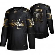 Maillot Hockey Golden Edition Washington Capitals Dale Hunter Retired Joueur Authentique Noir