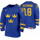Maillot Hockey Suecia Marcus Pettersson Exterieur 2020 Iihf World Junior Championships Bleu