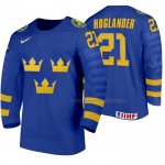 Maillot Hockey Suecia Nils Hoglander Exterieur 2020 Iihf World Junior Championship Bleu