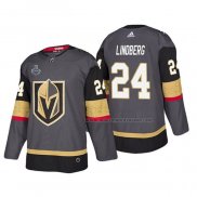 Maillot Hockey Vegas Golden Knights Oscar Lindberg Bound Patch 2018 Stanley Cup Final Gris