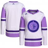 Maillot Hockey Winnipeg Jets Blank Practice Authentique 2018 Fights Cancer Blanc Volet